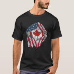 Patriotic American Canadian Flag Maple Leaf US Fla T-Shirt