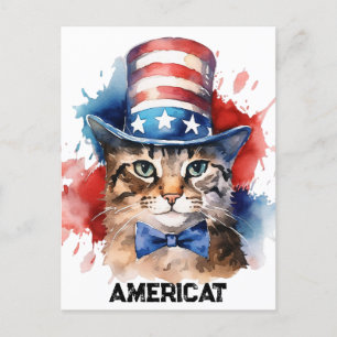 Patriotic American Cat, 4th of July Tote Bag Postcard