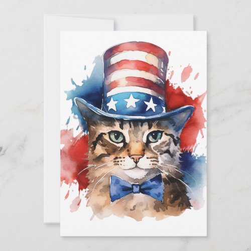 Patriotic American Cat 4th of July Tote Bag  Thank You Card