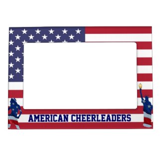 Patriotic american cheerleaders photo frame magnets