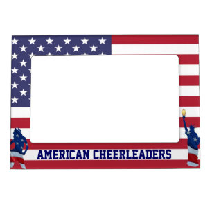 Patriotic american cheerleaders magnetic picture frame