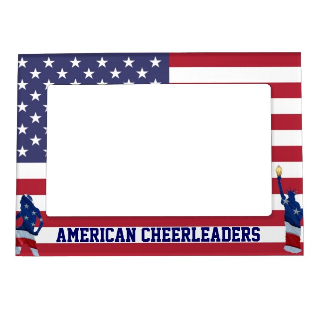 Patriotic american cheerleaders magnetic picture frame (Front)