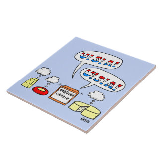 Patriotic American Cheese USA Humorous Ceramic Tile