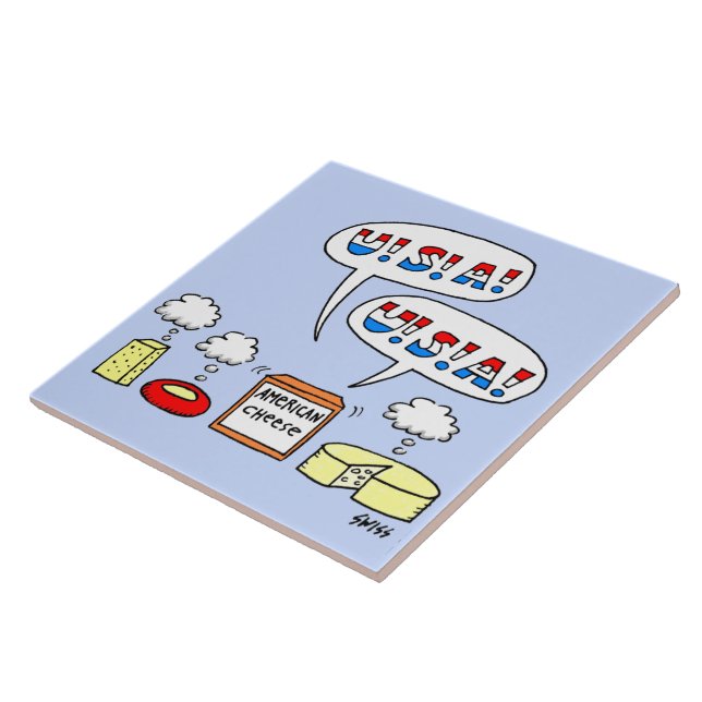 Patriotic American Cheese USA Humorous Ceramic Tile (Side)