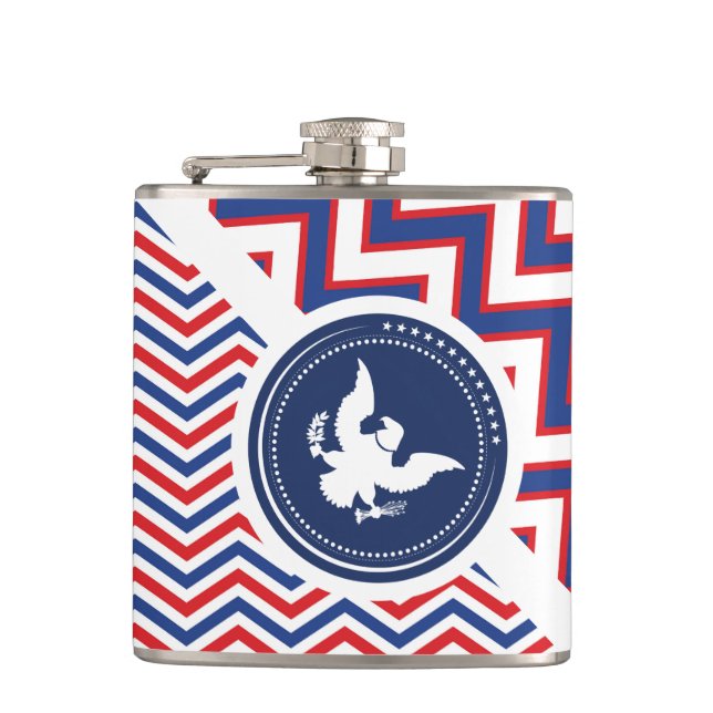 Patriotic American Chevron with Eagle Hip Flask (Front)