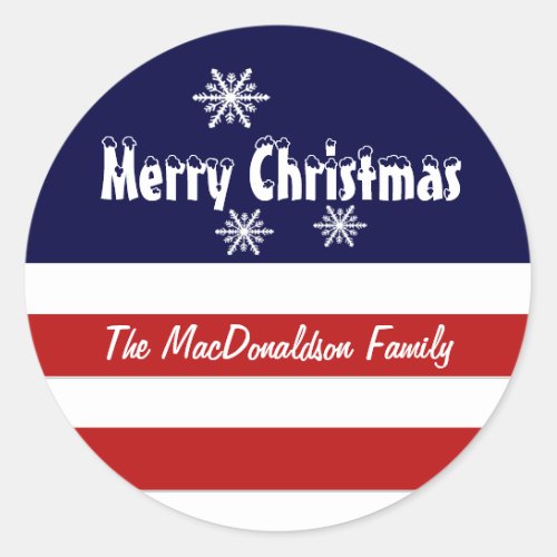 Patriotic American Christmas holidays Classic Round Sticker