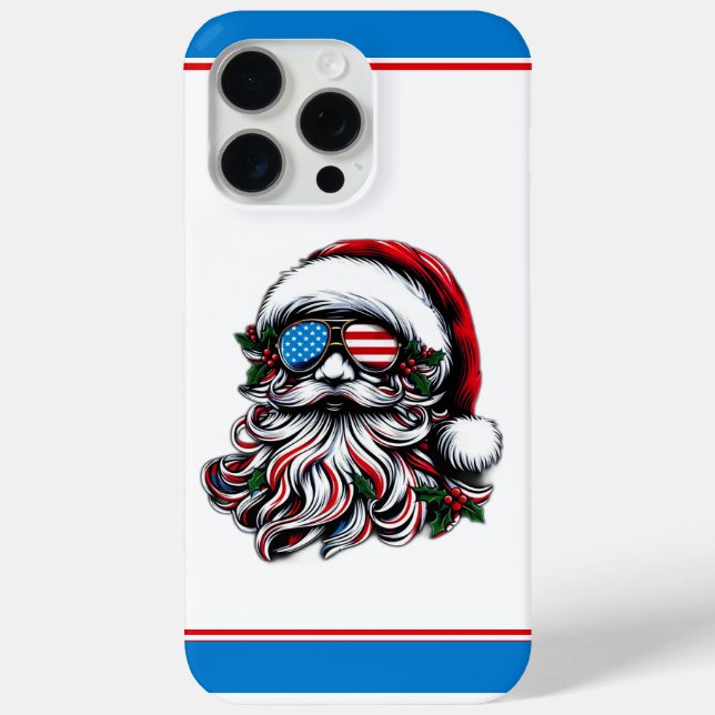 Patriotic/American Christmas Santa Case-Mate iPhone Case (Back)