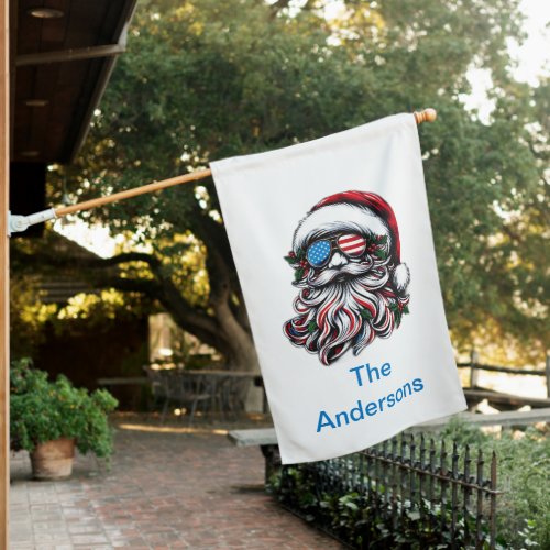 PatrioticAmerican Christmas Santa House Flag