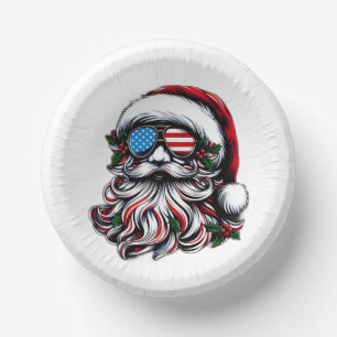 Patriotic/American Christmas Santa Paper Bowls