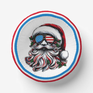 Patriotic/American Christmas Santa Paper Bowls