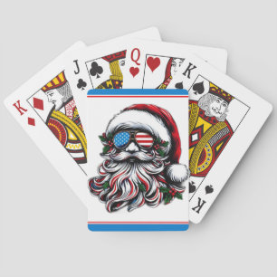 Patriotic/American Christmas Santa Poker Cards