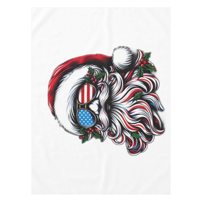 Patriotic/American Christmas Santa Tablecloth (Front)