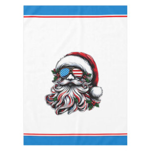 Patriotic/American Christmas Santa Tablecloth