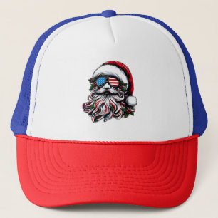 Patriotic/American Christmas Santa Trucker Hat