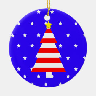 Patriotic American Christmas Striped Tree Ornament