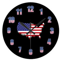 Patriotic American Country Large Clock