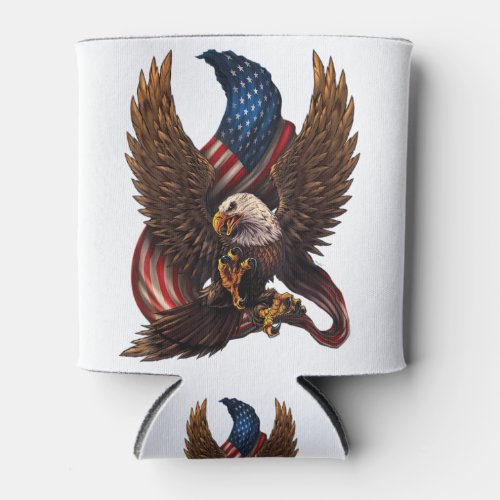 Patriotic American Design With Eagle And Flag Can Cooler