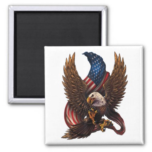 Patriotic American Design With Eagle And Flag Magnet