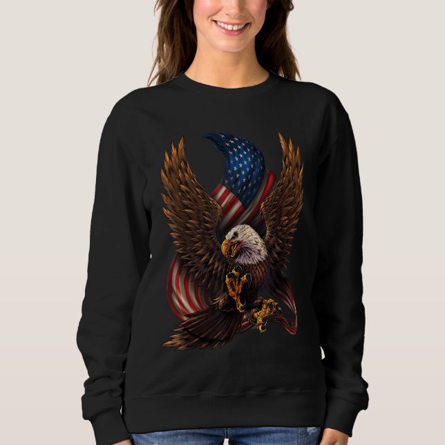 Patriotic American Design With Eagle And Flag Sweatshirt (Front)