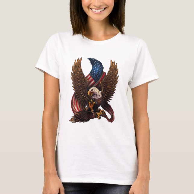 Patriotic American Design With Eagle And Flag T-Sh T-Shirt (Front)