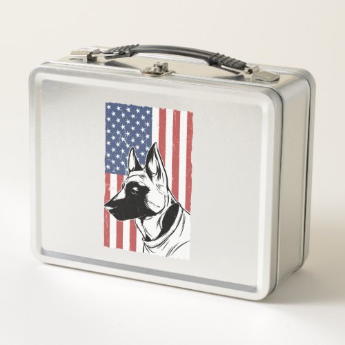 Patriotic American Dog Owner German Shepherd Dogs Metal Lunch Box