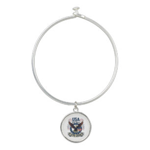 Patriotic American Eagle 250 Years 1776-2026 Bangle Bracelet