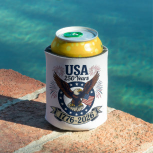 Patriotic American Eagle 250 Years 1776-2026 Can Cooler