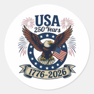 Patriotic American Eagle 250 Years 1776-2026 Classic Round Sticker