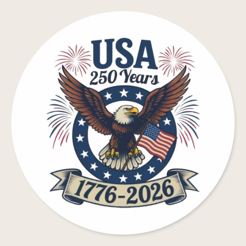 Patriotic American Eagle 250 Years 1776-2026 Classic Round Sticker