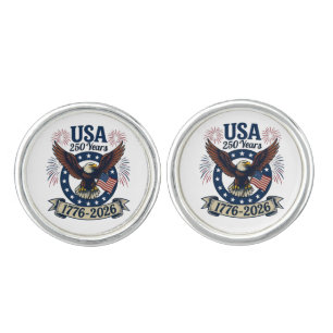 Patriotic American Eagle 250 Years 1776-2026 Cufflinks