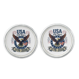 Patriotic American Eagle 250 Years 1776-2026 Cufflinks