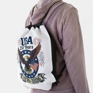 Patriotic American Eagle 250 Years 1776-2026 Drawstring Bag
