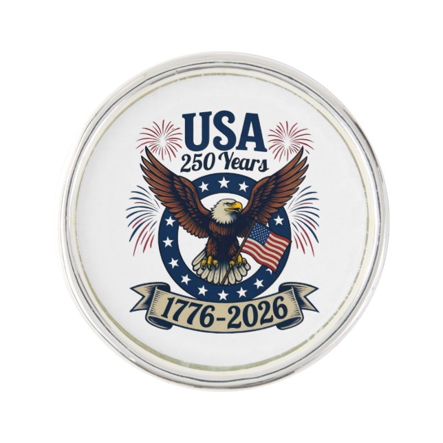 Patriotic American Eagle 250 Years 1776-2026 Lapel Pin (Front)