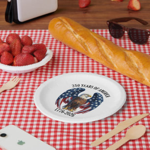 Patriotic American Eagle 250 Years 1776-2026 Paper Plates