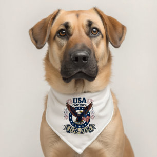 Patriotic American Eagle 250 Years 1776-2026 Pet Bandana Collar