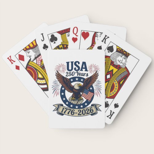 Patriotic American Eagle 250 Years 1776-2026 Poker Cards