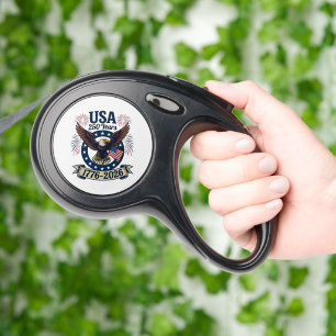 Patriotic American Eagle 250 Years 1776-2026 Retractable Pet Leash