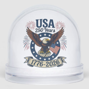 Patriotic American Eagle 250 Years 1776-2026 Snow Globe