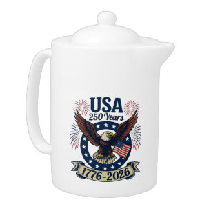 Patriotic American Eagle 250 Years 1776-2026 Teapot