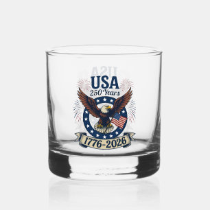 Patriotic American Eagle 250 Years 1776-2026 Whiskey Glass