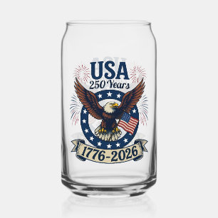 Patriotic American Eagle 250 Years Can Glass