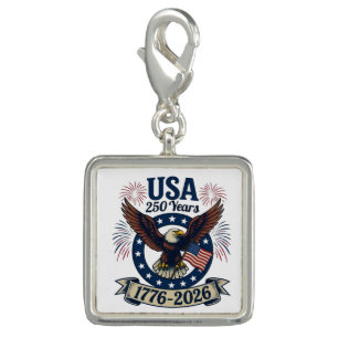 Patriotic American Eagle 250 Years Charm Bracelet