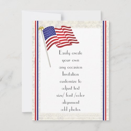 Patriotic American eagle and flag 2 Invitation