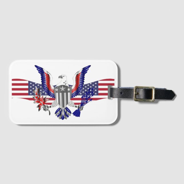 Patriotic American eagle and flag Luggage Tag (Front Horizontal)