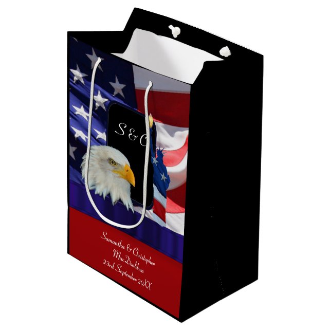 Patriotic American eagle and flag Medium Gift Bag (Front Angled)