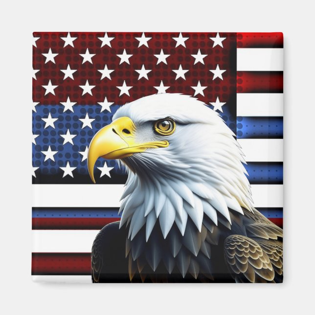 Patriotic American Eagle and US Flag Magnet (Front)