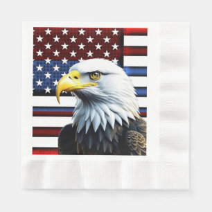 Patriotic American Eagle and US Flag Napkins
