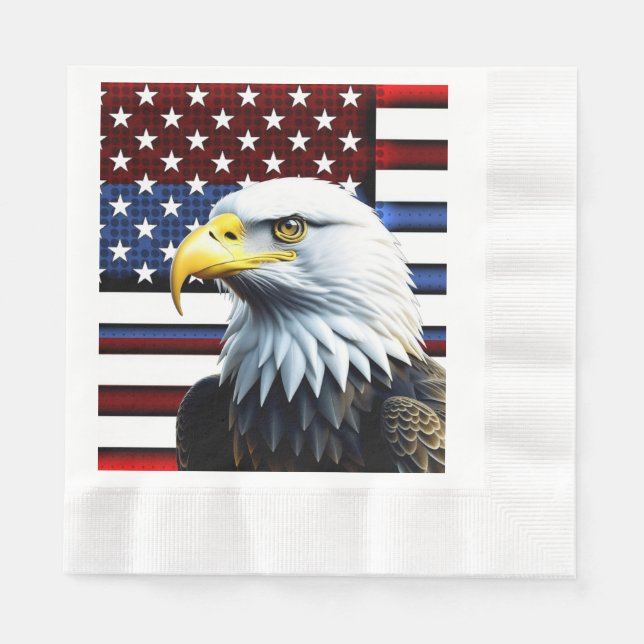 Patriotic American Eagle and US Flag Napkins (Front)