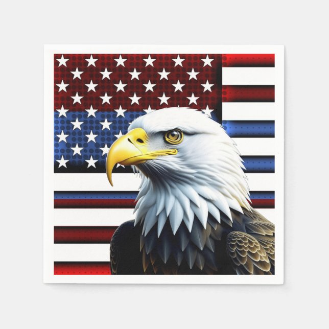 Patriotic American Eagle and US Flag Napkins (Front)