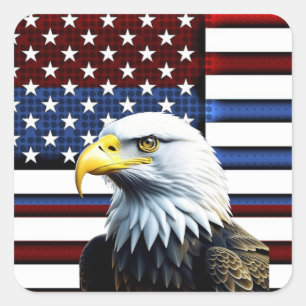 Patriotic American Eagle and US Flag Square Sticker